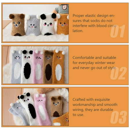 

Coral fleece socks 3 Pairs Premium Coral Fleece Socks Warm Confinement Socks Winter Warm Socks