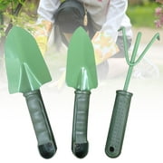 Xinwanna 3Pcs/Set Non Slip Plastic Handle Iron Shovel Rake Spade Garden Planting Tool (Green)