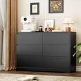 thumbnail image 6 of Black Minimalist 6 Drawer Dresser, Wide Storage Chest of Drawers with Deep Drawers, Modern Cabinet for Bedroom Living Room, 6 of 6