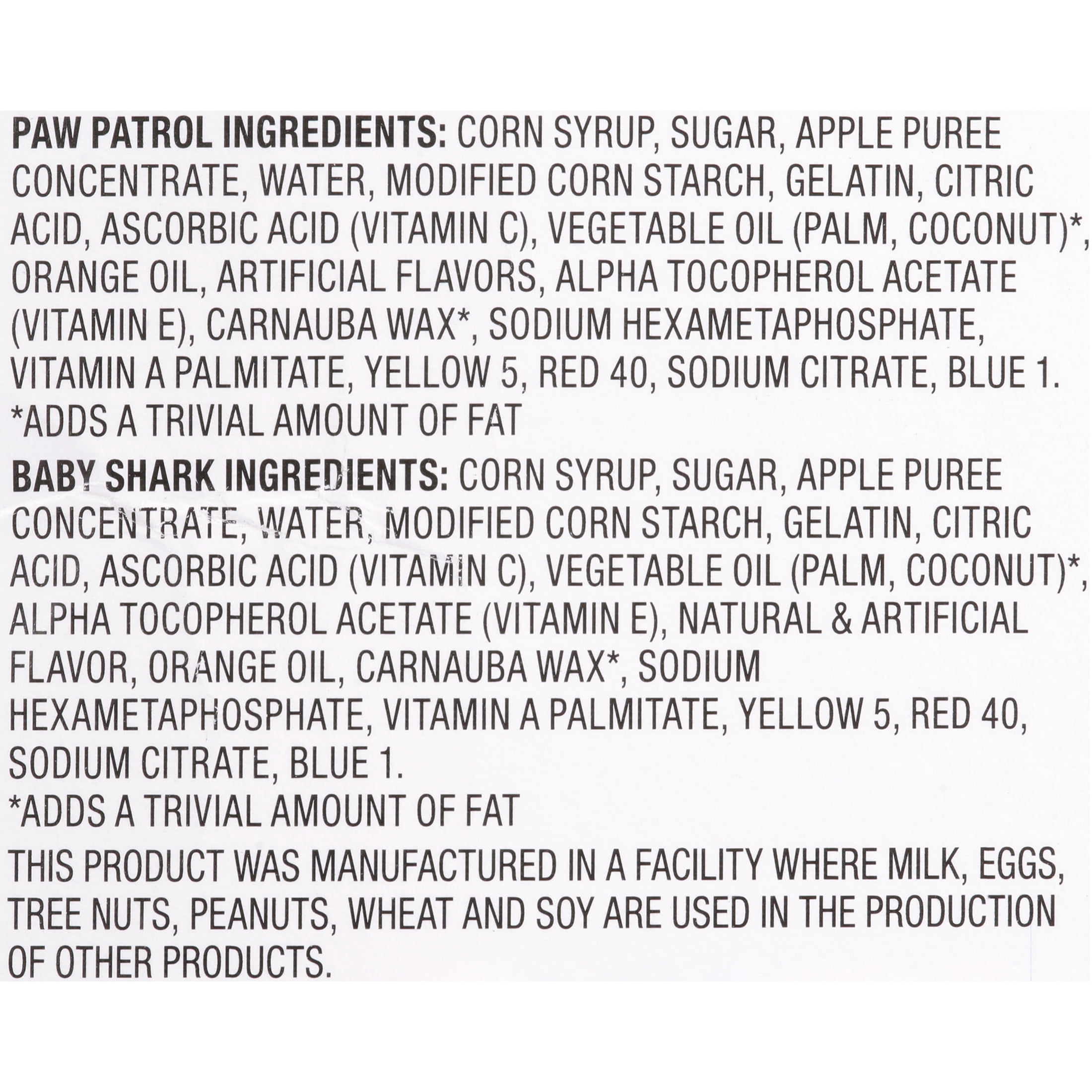 Funables Paw Patrol and Baby Shark Variety Fruit Snacks, 17.6 oz, 22 Count
