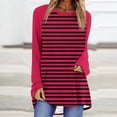 thumbnail image 2 of Blouses Habillées Décontractées pour Femmes, Chandail en Molleton Rayé Surdimensionné à Manches Longues Raglan, Col Rond, chandail-Over Automne 2024, Tunique Ample, S-109 Vin TTG, 2 of 5