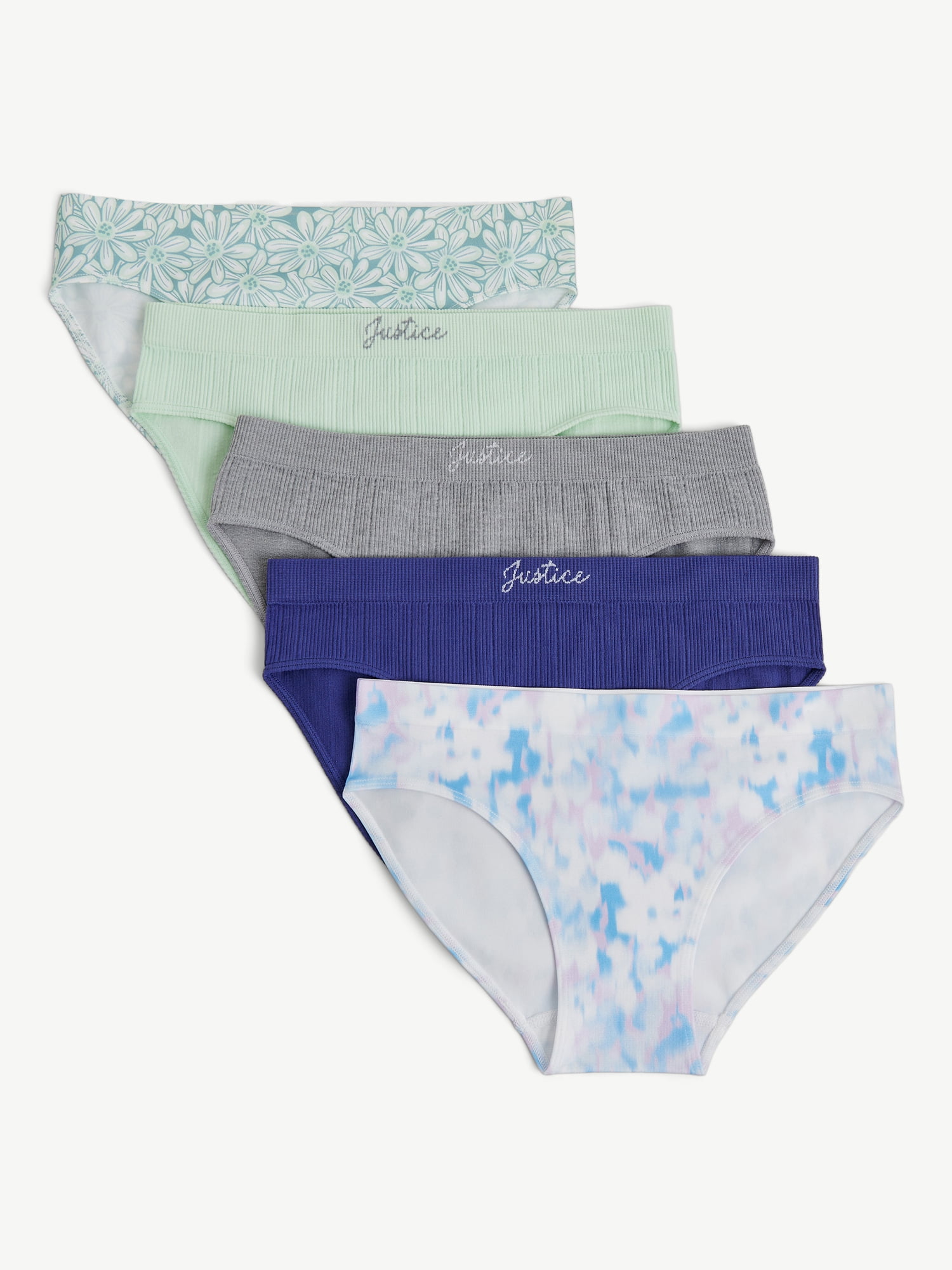 Justice Girls Seamless Bikini Undies, 5-Pack, Sizes 6-16