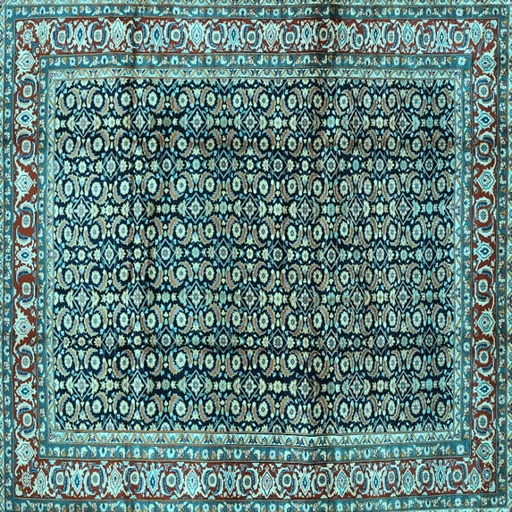 Ahgly Company Indoor Square Persian Light Blue Traditional Area Rugs, 7' Square