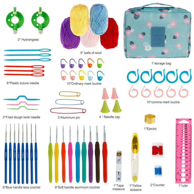 EUWBSSR Crochet Kits for Beginners,Colorful Crochet Hook Set with Storage, Accessories Ergonomic Crochet Kit,Starter Pack for Kids Adults,  Beginner,Professionals(Butterfly flowers) 