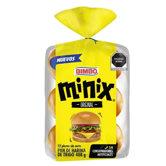 Pan para hamburguesas Bimbo Minix Plain 12p 408g