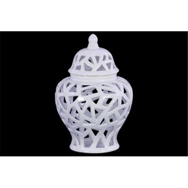 Urban Trends Collection 21286 Ceramic Urn Vase with Cutout Triangle, White - Large