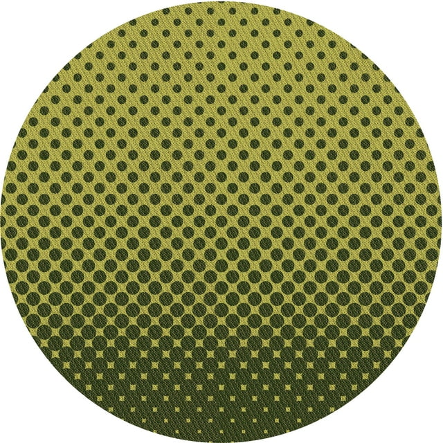 Ahgly Company Machine Washable Indoor Round Transitional Dark Forest Green Area Rugs, 3' Round