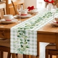 thumbnail image 5 of Eucalyptus Leaves Table Runner - 48 Inch Long Green Plaid Farmhouse Watercolor Cotton and Linen Blended Dress Scarves Farmhouse Table Runner for Kitchen Dining, Coffee Table, 13" x 48", 5 of 8