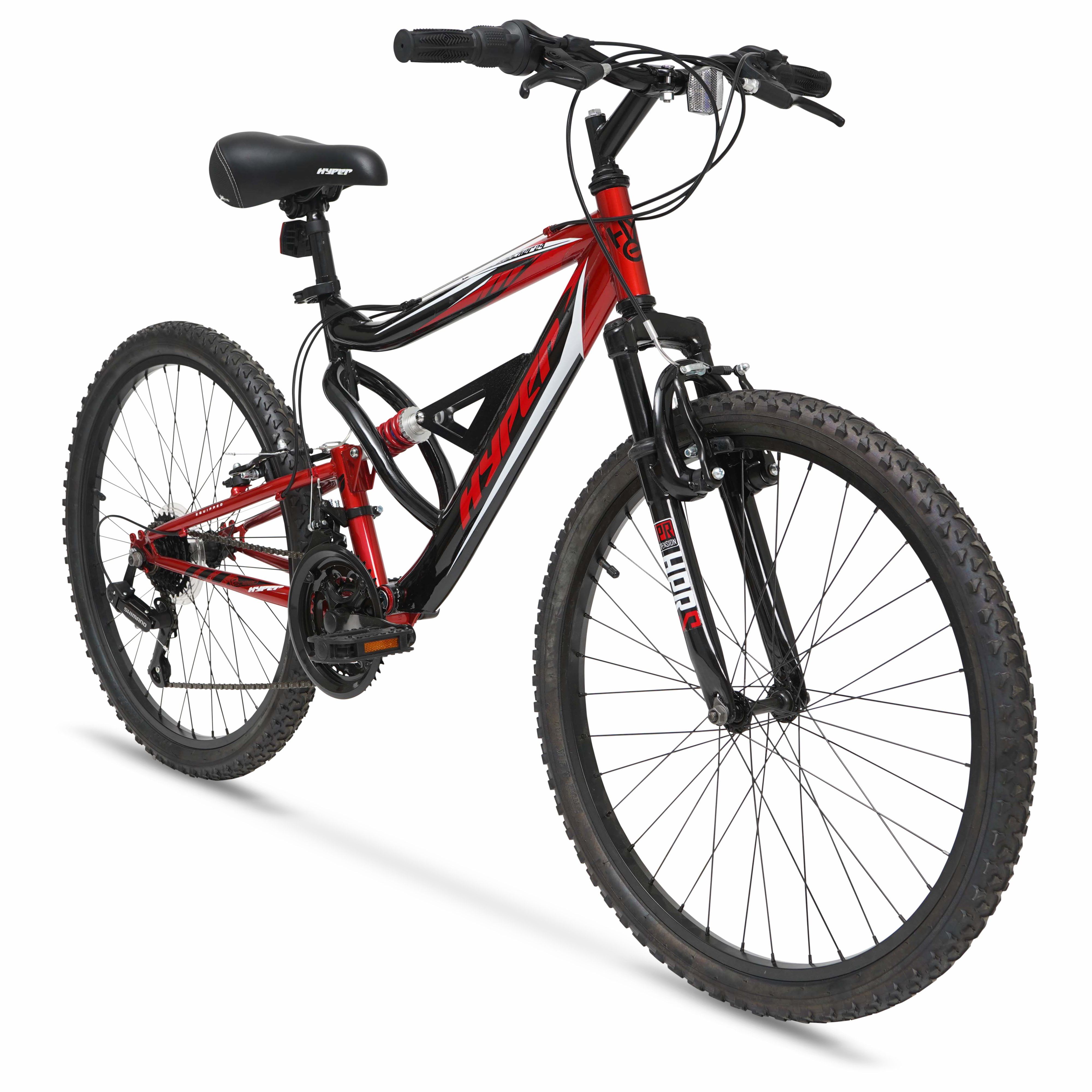 18 Speed Cycling Bicycle Steel Frame Mountain Bike Red Boys Gauntlet 24 in 
