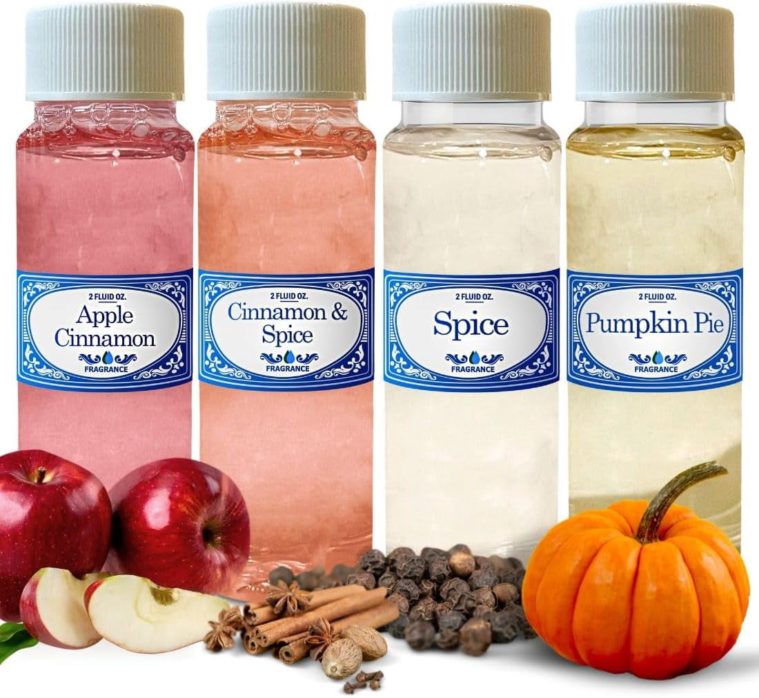 Autumn Rainbow Vacuum Fragrance Pack, 4 bottles of 2.0 fl oz  Apple Cinnamon, Spice, Pumpkin Pie, Cinnamon Spice | for Use in Water Vacuums