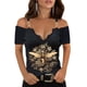 thumbnail image 3 of Gibobby Blusa Manga Larga Mujer T-shirt top for WomenLace Party Fashion elegante Top（Marrón， S), 3 of 5