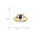 thumbnail image 2 of Solid 14k Yellow Gold Diamond & Simulated Amethyst Ring (2mm) - Size 9, 2 of 2