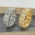 thumbnail image 2 of QQTDFG Men Cuban Link Ring Wedding Band Iced Out Gold Plated Punk Cubic Zirconia Gift-Gold-9, 2 of 8