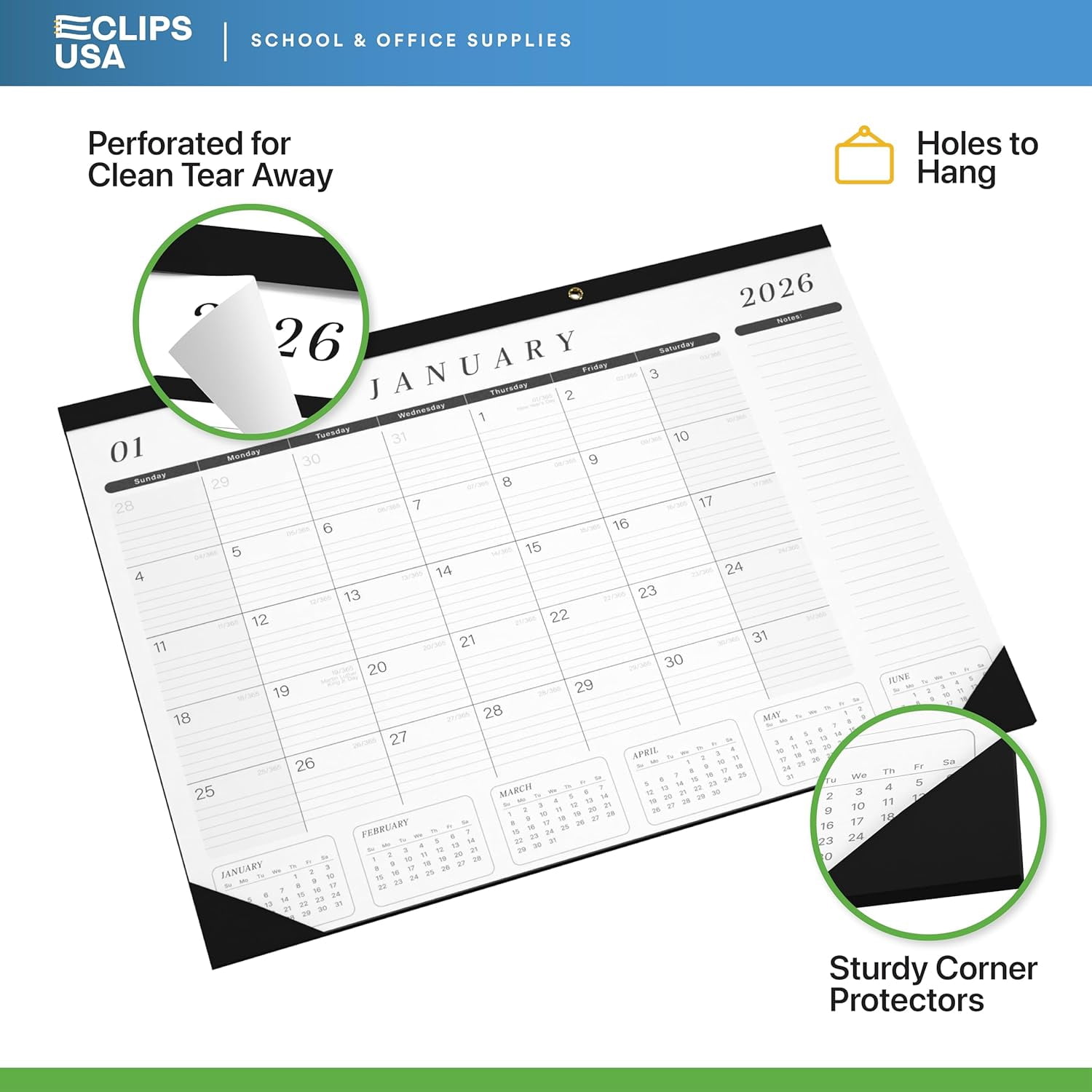 2026 Desk Calendar Large 22x17 Runs Until June 2027 Work Calendar with To-do List & Notes Yearly Preview 18 Months With Plastic Cover Desk Calendar 2025-2026 Large 22x17 Black White With