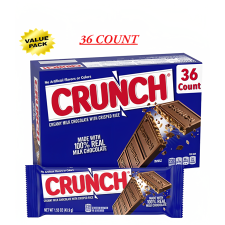 Crunch Milk Chocolate Candy Bars 1.55 oz.  Full Size Bulk Ferrero - (36 Count)
