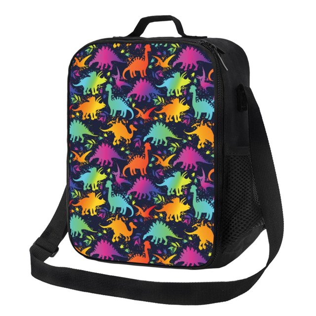 Disketp Colorful Dinosaur Bolsa Térmica Estampada para Almuerzo, Lonchera para Hombres y Mujeres Adultos