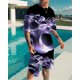 thumbnail image 3 of Conjunto informal de manga corta holgado con estampado digital 3D para parejas de verano para adultos, 3 of 5