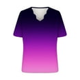 thumbnail image 4 of Clearance Summer Shirts for Women Womens Summer Shirts and Tops Fashion Gradient Neck Casual Short Sleeved Top Short Sleeved V-neck Top/Shirt, 4 of 5