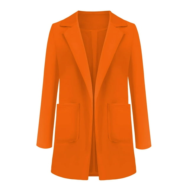Chaqueta de mujer, chaqueta de trabajo con solapa, conjunto ligero, trajes casuales, ropa holgada, para proteger abierto y elegante para la calle - Naranja 4XL Yinane Traje de rebeca de mujer