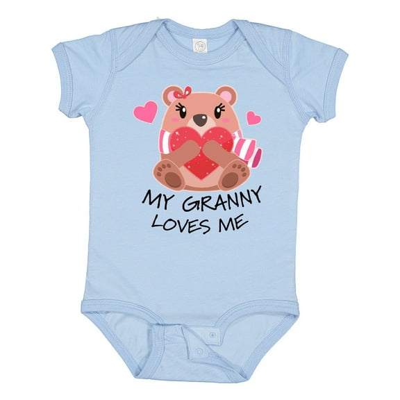 Inktastic My Granny Loves Me Bear and Hearts Boys or Girls Baby Bodysuit