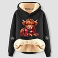 thumbnail image 2 of Telankuip Christmas Hoodies for Women Cute Highland Cow with Scarf Sherpa Lined Warm Sweatshirts 2025 Winter Comfort Plus Size X-Mas Holiday Western Print Pullover Tops Black XXL, 2 of 3
