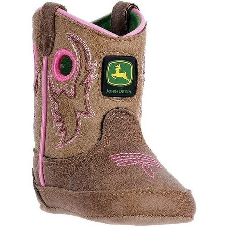John Deere John Deere Girls Light Brown Pink Stitch Pull On Crib
