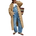 thumbnail image 2 of Womens Long Trench Coat Single Breasted Oversized Windproof Classic Lapel Fall Overcoat, 2 of 5
