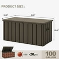 thumbnail image 3 of PURPLE LEAF Outdoor Deck Box 100 Gallon Waterproof Lockable Storage Box Container with Lid Deck Organization for Patio Cushions Side Table Pool Accessories Garden Tools, Brown, 3 of 12