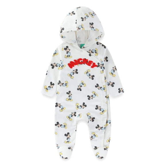 Disney Mickey Mouse Fleece Hooded Coverall Footies Romper (Baby Boys), Sizes 3M-9M