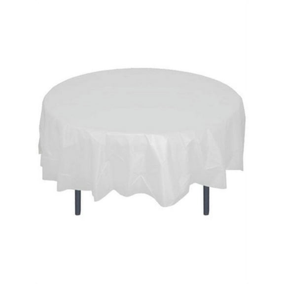 *12 Count* White 84" Round Plastic Tablecloths