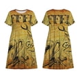 thumbnail image 3 of Bixox Robe d'Été à Manches Courtes pour Femmes Robe Ample Longueur Genou avec Poches-Café Vintage, 3 of 7
