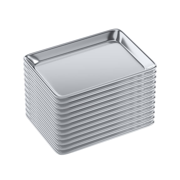 13 in. x 10 in. 19 Gauge Quarter Size Aluminum Bun / Sheet Pan. Pack of 12