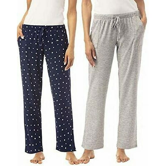Lucky Brand Women's 2 Pack Straight Leg Lounge Pant with Drawstrings and Pockets Size: S, Color: Stars/Light Heather Grey