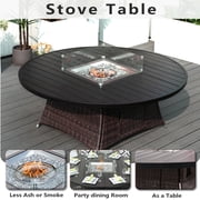 Direct Wicker 8-Seat Round Patio Fire Pit Dining Table (Table Only)