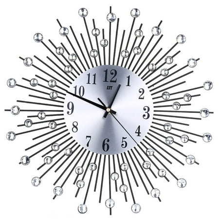 PAMINGONO Square Wall Clock Black Metal 1Pcs 13.8x13.8x1.2in