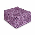 thumbnail image 1 of Floral Rectangle Pouf, Trippy Flower Motif with Modern Lace Effects and Dots Victorian Swirls Print, Foot Stool for Living Room Office Ottoman with Cover, 25", Magenta Pink Plum, by Ambesonne, 1 of 4
