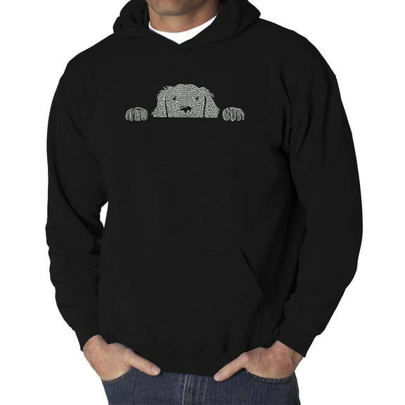 Men's Word Art Hooded Sweatshirt - Peeking Dog