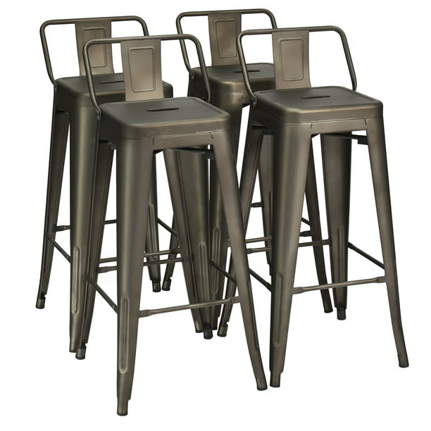 Costway Set Of 4 Metal Bar Stools 30, Industrial Style Counter Height Bar Stools