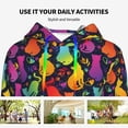 thumbnail image 4 of Sikiie Colorful Cats Women's Casual Hoodies Long Sleeve Lightweight Pullover Tops Loose Sweatshirt-XX-Large, 4 of 7