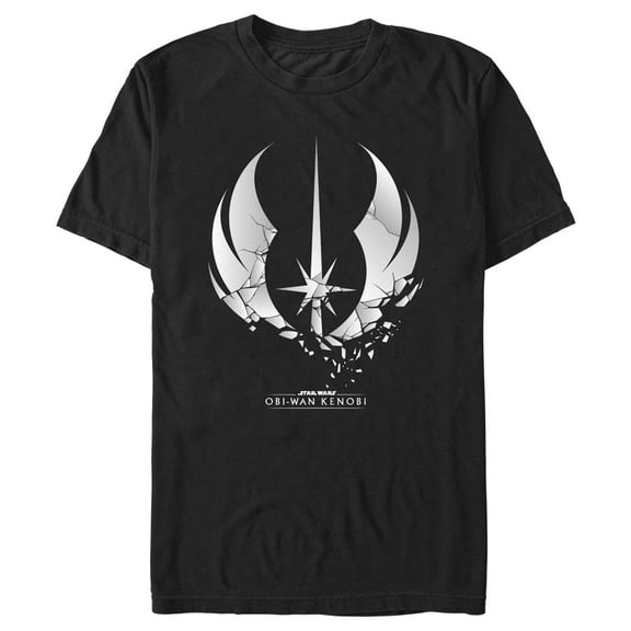 Men's Star Wars: Obi-Wan Kenobi Shattered Jedi Knight Emblem Graphic Tee Black Medium