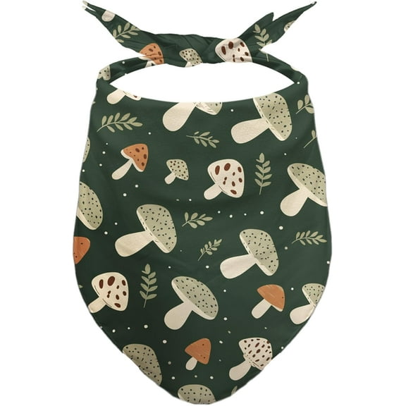 Mushrooms Bandanas, Sage Green Mushroom Dog Scarf, Fall Accessories for Medium Large Dogs