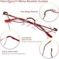 thumbnail image 3 of Viseng Half Frame Reading Glasses for Women Men Slim Half Moon Lens Readers Metal Semi Rimless Eyewear, 3 of 6
