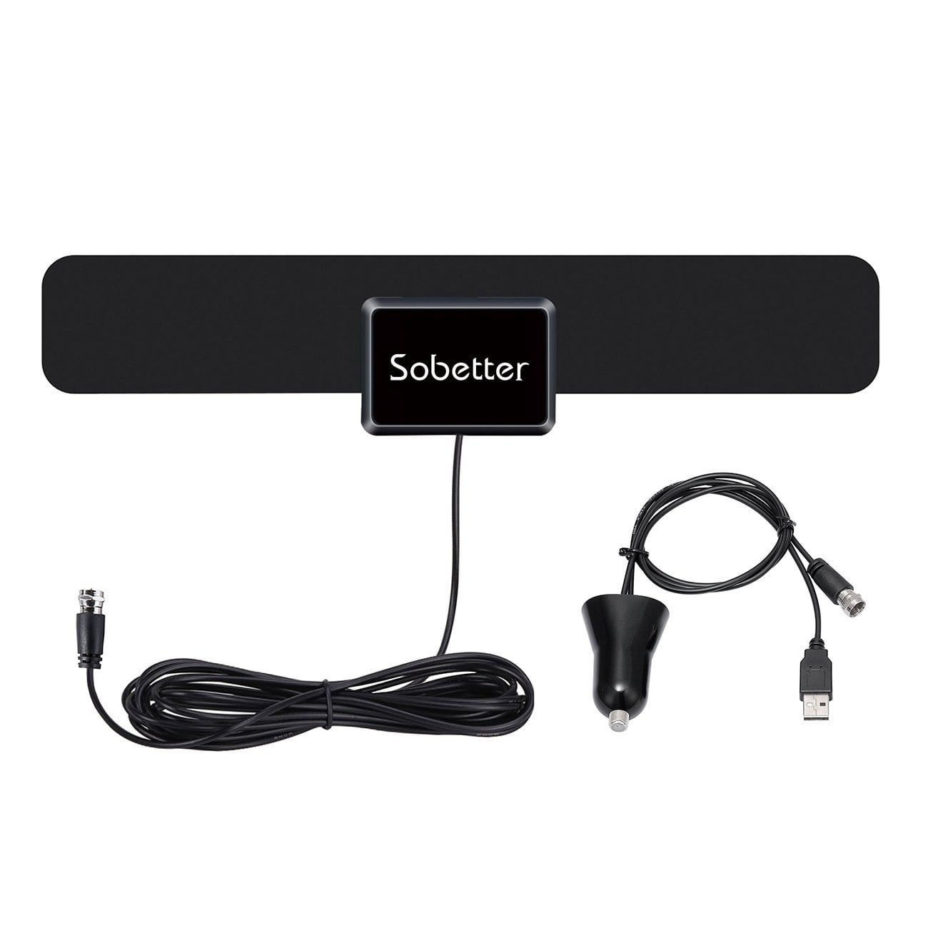 USB Power Supply,13.2ft Coax Cable,Support 1080p Black&White Sobetter 50 Mile Range Indoor TV Antenna with Detachable Amplifier Signal Booster 