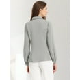 thumbnail image 4 of DARING DIVA Women's Peter Pan Collar Long Sleeve Work Office Shirt XS Gray, 4 of 6