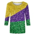 thumbnail image 5 of Mardi Gras Shirts for Women Funny Masked Print 3/4 Sleeve Festival Tops Loose Crew Neck New-Orleans Carnival Party Tee Shirt Casual Trendy Blouse, 5 of 6
