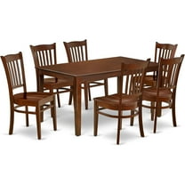 HomeStock 7 Piece Kitchen Table & Chairs Set Consist of a Rectangle Dining Table and 6 Dining Room Chairs, 36x60 Inch, Mahogany Finish Table Set