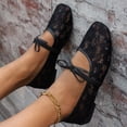 thumbnail image 6 of Women's Lace Ballet Flats, Square Toe Mesh Mary Jane Flats with Floral Embroidery, Breathable & Comfortable Dress Shoes for Wedding, Bridesmaid and Daily Wear, 6 of 7