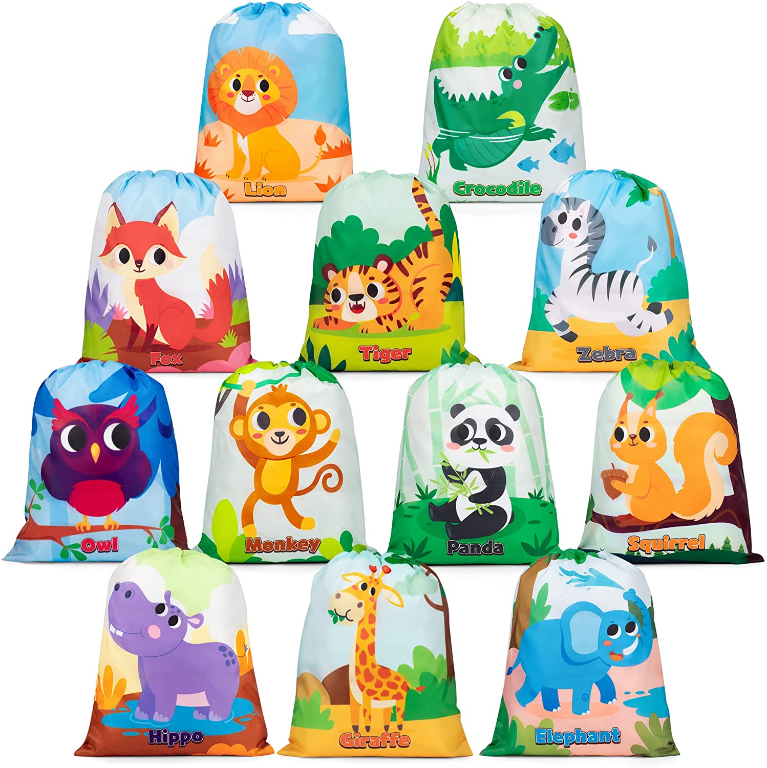 Mocoosy 12 Pack Jungle Animal Party Supplies Favor Drawstring Bags For Mocoosy 12 Pack Jungle Animal Party Supplies Favor Drawstring Bags For