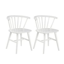 Roundhill Furniture Alwynn Wooden Spindle Back Dining Chairs, Windsor Chairs, Set of 2, White
