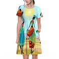 thumbnail image 1 of Xecao Robe Midi d'Été à Manches Courtes pour Femmes Africaines avec Poches Robe Décontractée Fluide T-Shirt Robe de Plage, 1 of 6